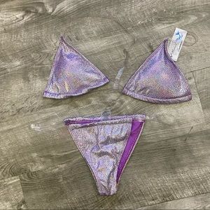 Fashion Nova Purple Metallic Triangle Bikini